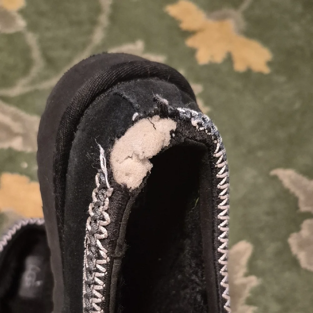 UGG Black Suede Slip-Ons with White Trim